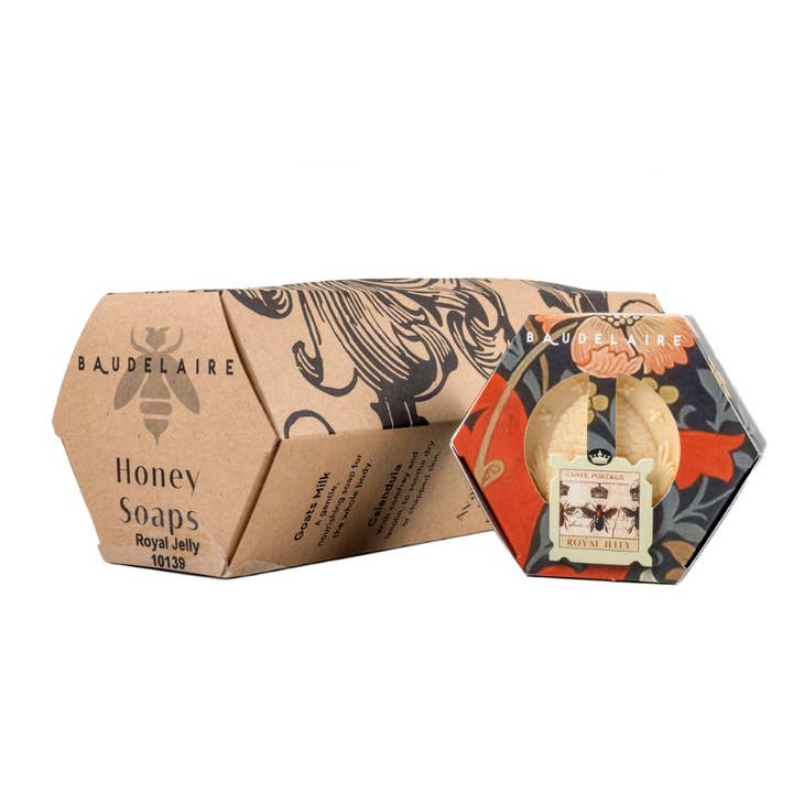 Baudelaire – wholesale Bar Soap – Royal Jelly Honey Soap Hex Box 3.5oz