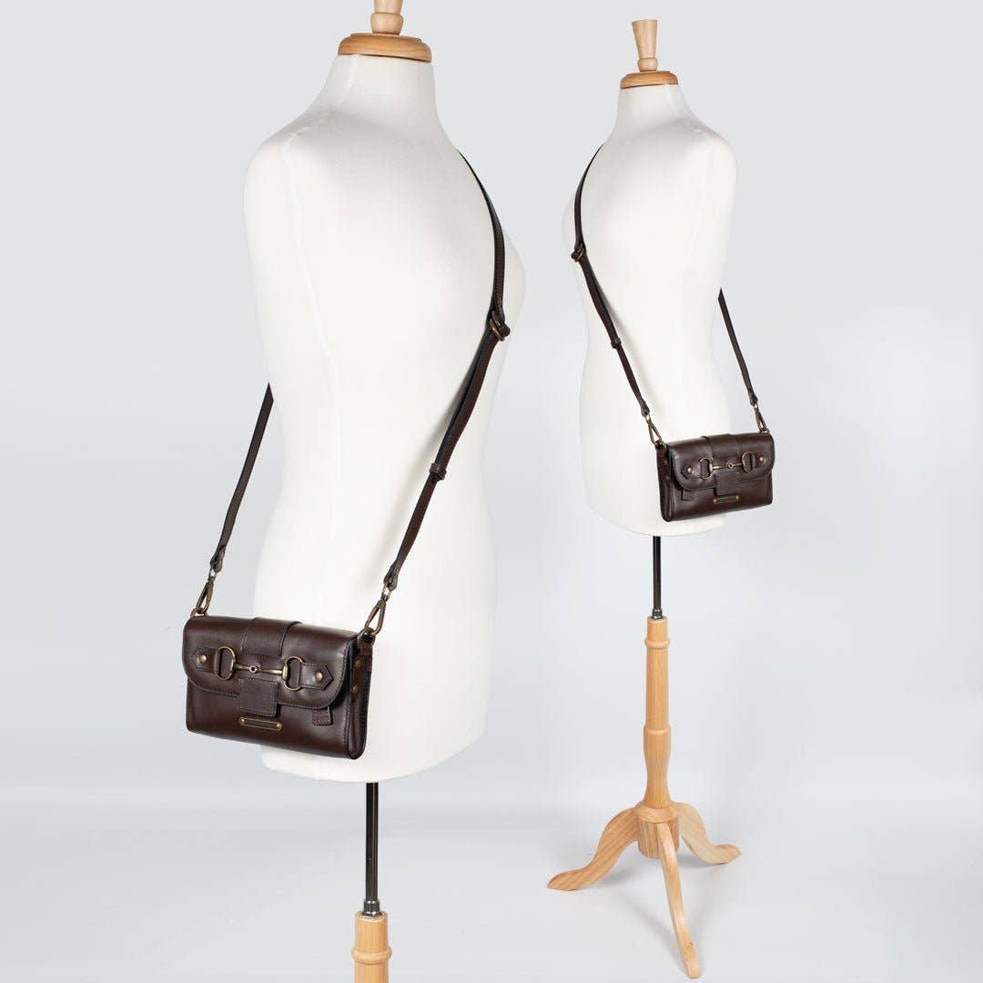 URBAN-EQUESTRIAN - Vendita all'ingrosso Borsa a tracolla - Donna - Dalton - Borsa a tracolla di lusso in pelle con morsetto per cavallo in marrone scuro9