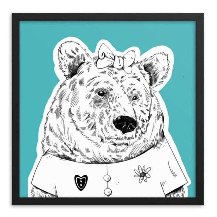 Kuma-san der Bär, gerahmter Kunstdruck für den Großhandel von gabo and mateo designs