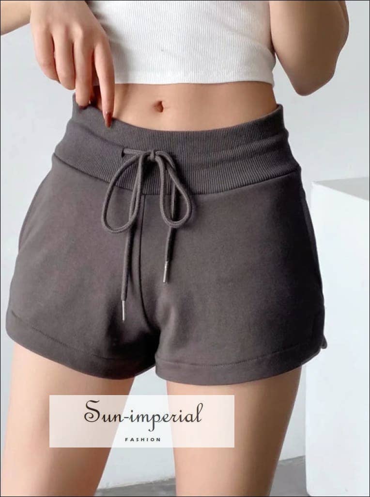 Sun Imperial - Wholesale Athletic Shorts - Women's - Women Cotton Sweat Runner Shorts With Curved Hem Detail5