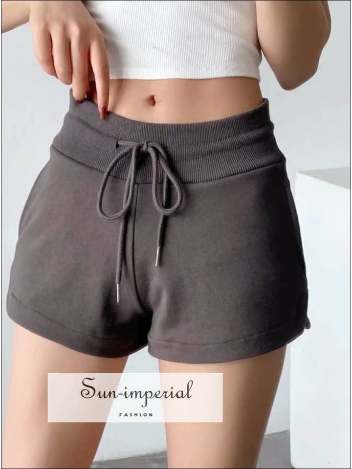 Sun Imperial - Wholesale Athletic Shorts - Women's - Women Cotton Sweat Runner Shorts With Curved Hem Detail5