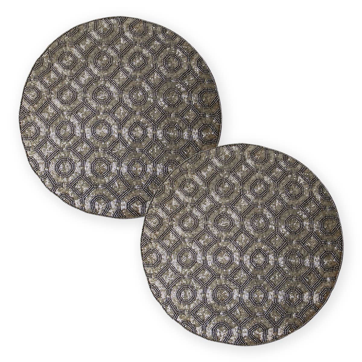 Gris Argent Lot de 2 sets de table en perles gris argenté pour table de salle à manger en vente sur Faire6