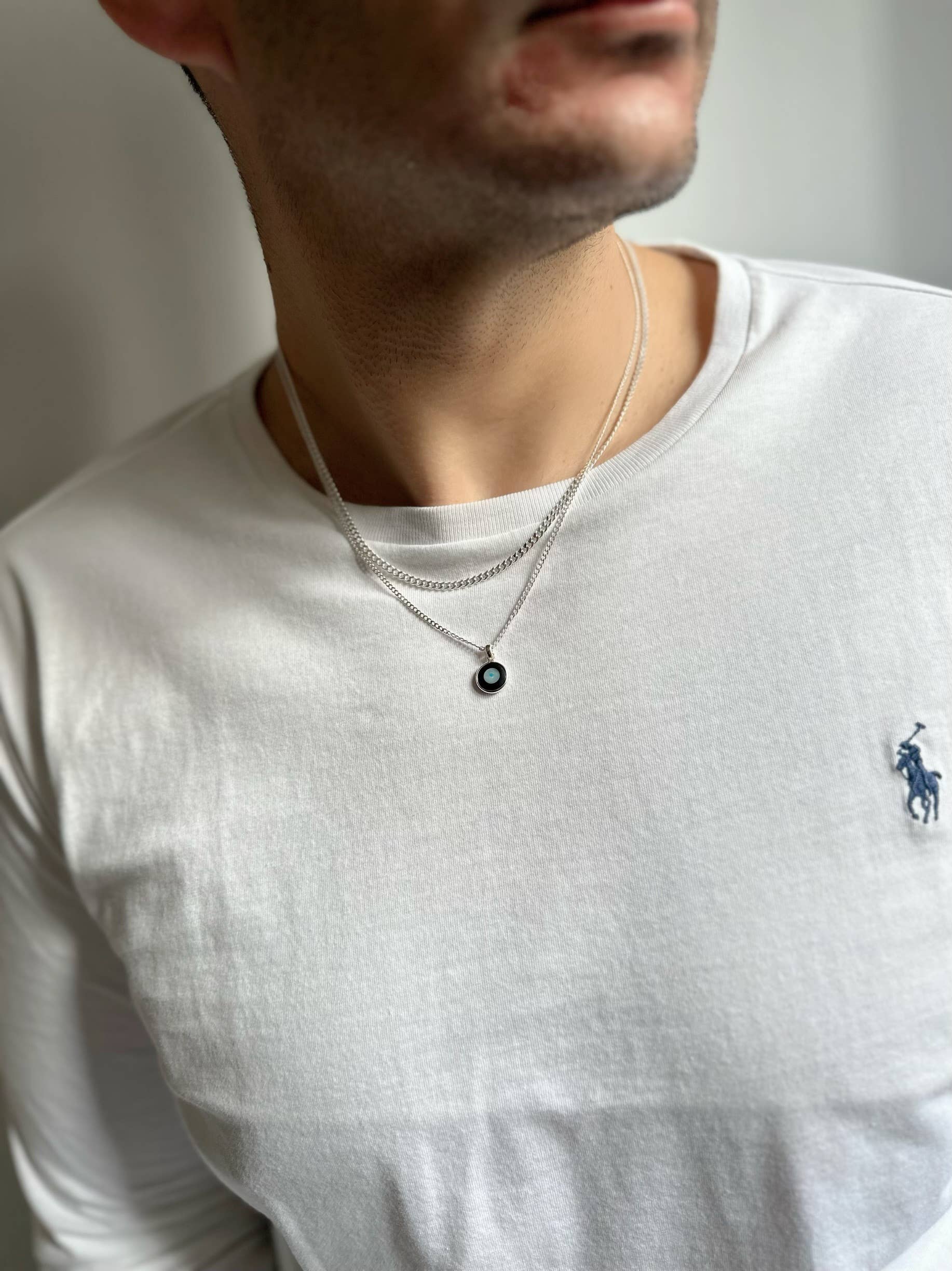 Christina Christi - Vente Bijou – homme - Collier Evil Eye en argent sterling pour homme, chaîne en argent pour homme1