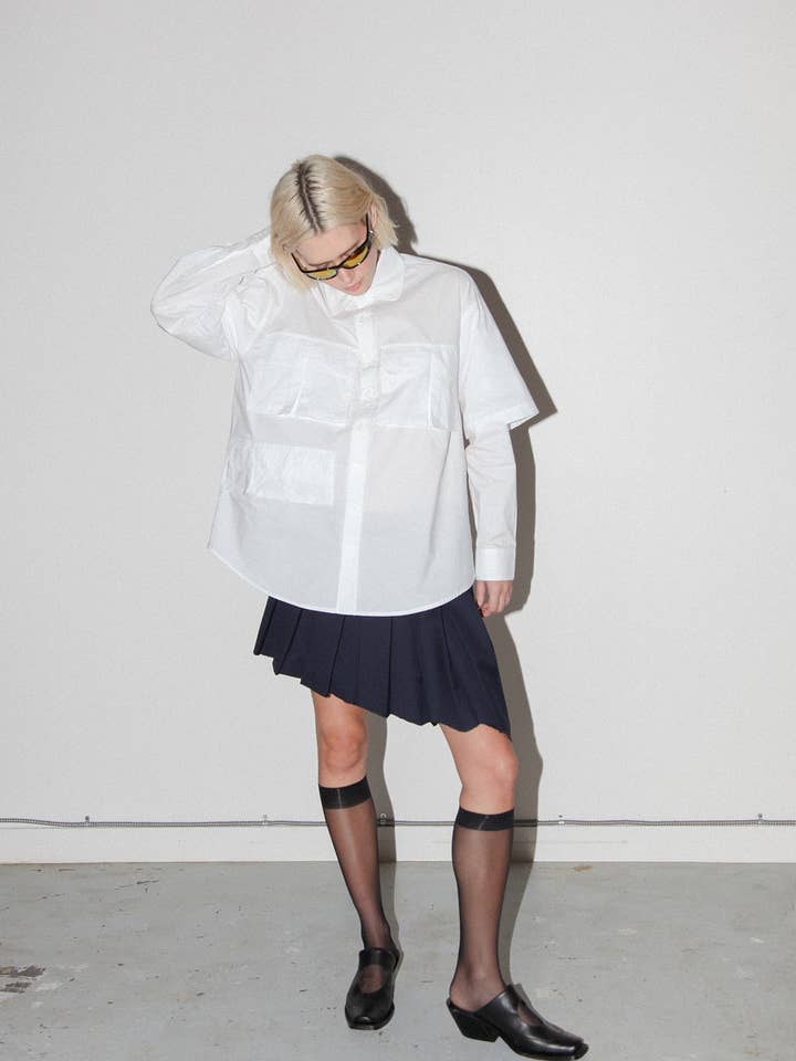 Sprint Double Button Up in Snow for wholesale by KkCo