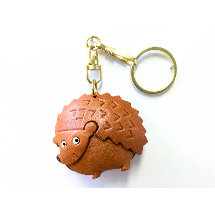 Porte-clés en cuir de hérisson/L Accessoire porte-bonheur fait main animal pour la vente par VANCA CRAFT