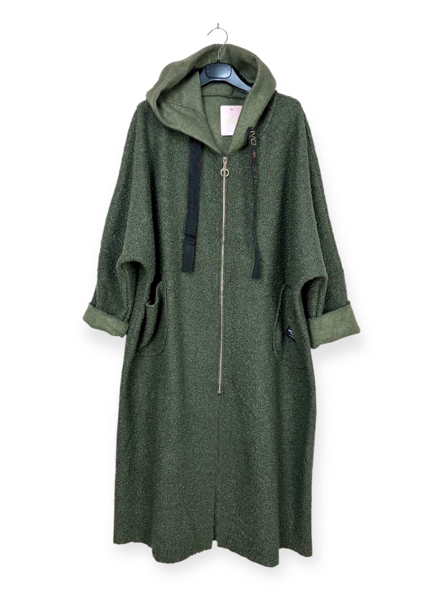 Lucky Nana - Wholesale Coat - Women's - AH 22158 - Long Coat in Bouclé Fabric18