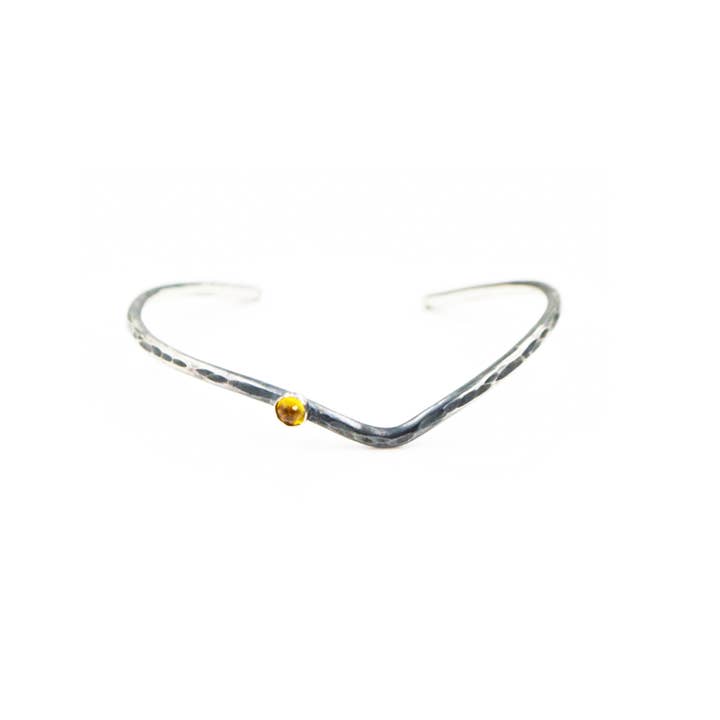 Hammered Sterling Silver Citrine Cuff Bracelet for wholesale by J McCormick Designs