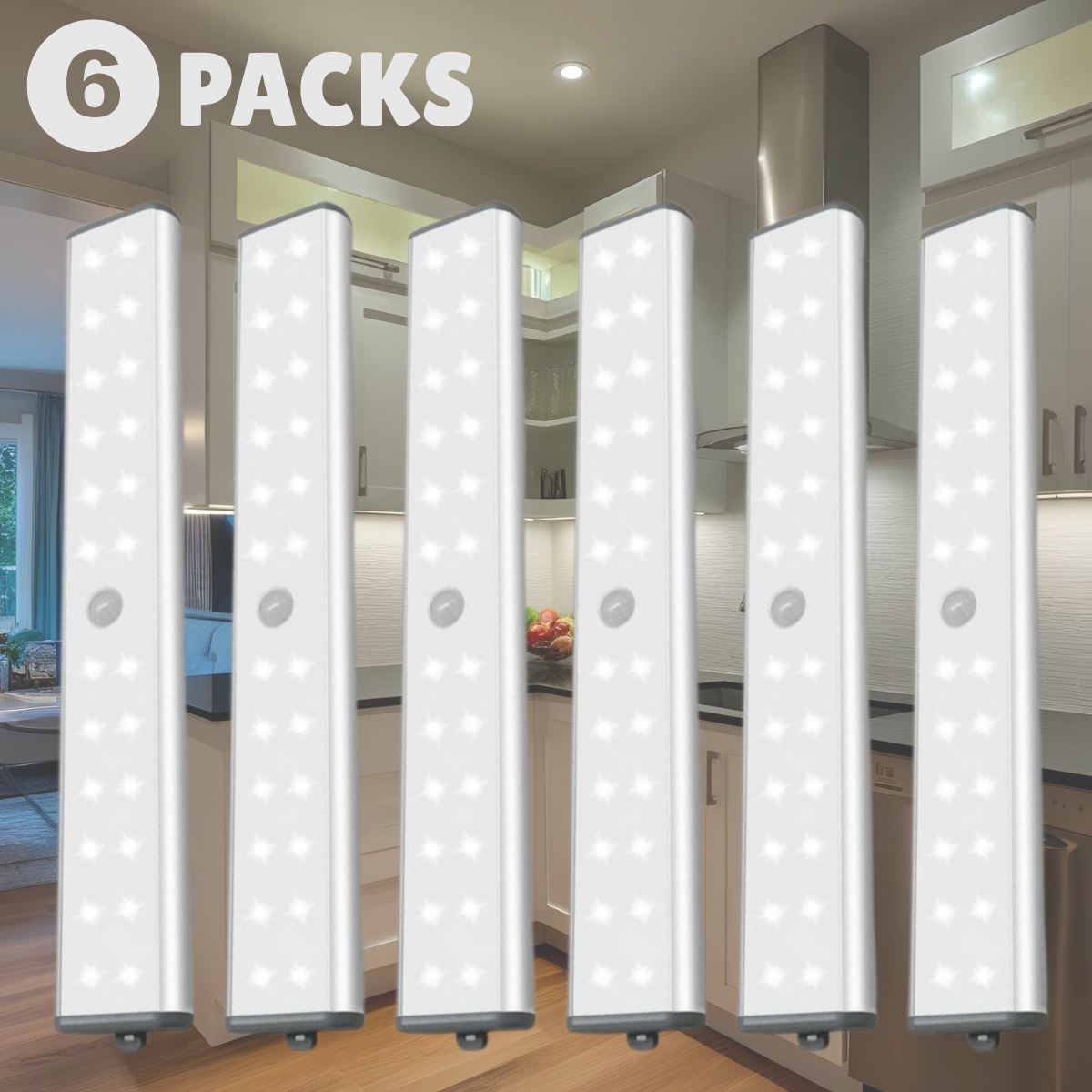 LEPOTEC INC - Wholesale Light Bulb/Puck - 6 Pack Wireless Motion Sensor Under Cabinet Light0