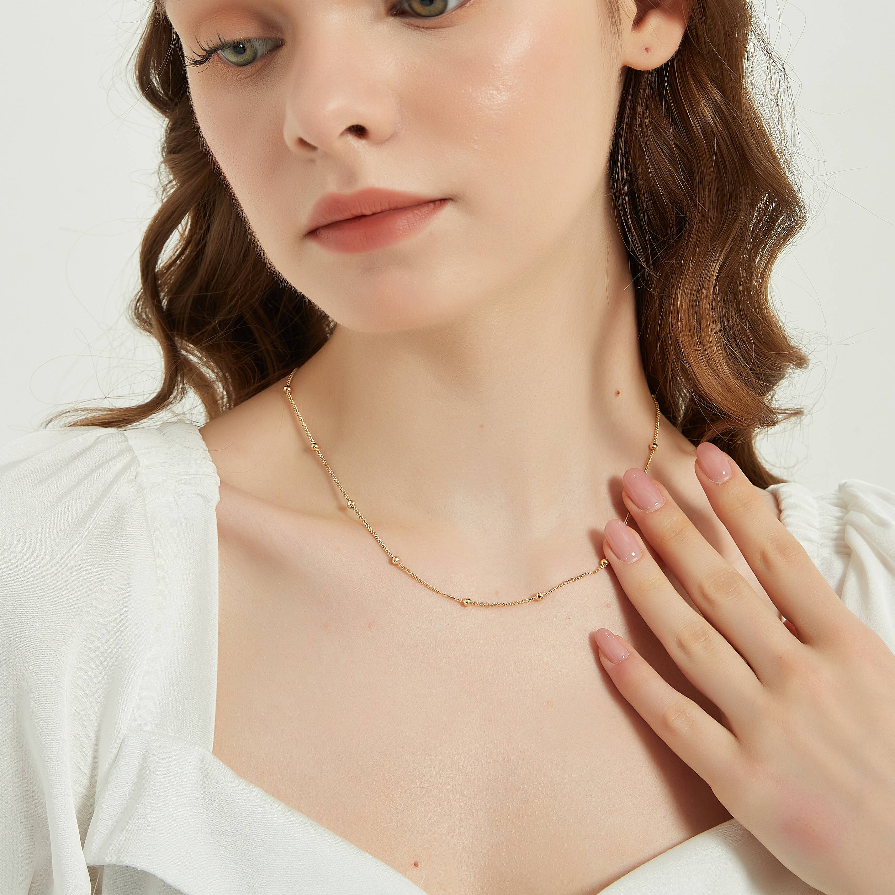 Melange Blanc - Wholesale Link & Chain Necklace - Elise satellite chain Necklace, ball chain necklace, chain6