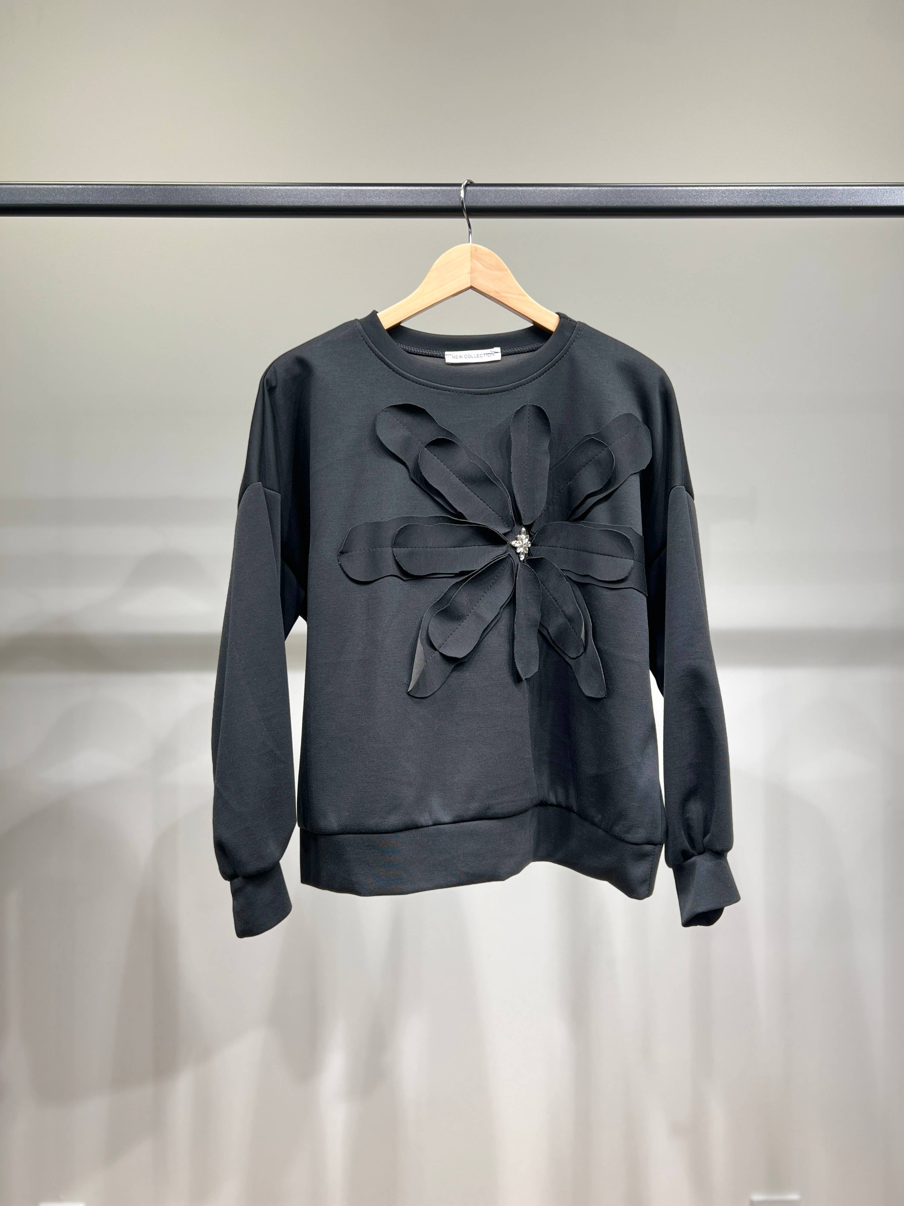 L'Emotion - Vente Sweat-shirt – femme - Sweatshirt Chiné Bijoux Fleur Cousue Viscose/Élasthanne 3