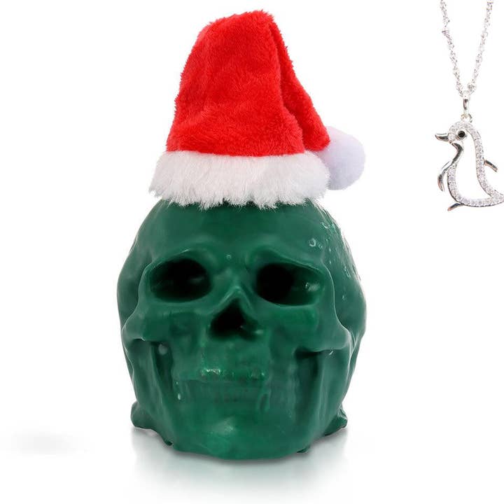 Yule Ghoul - Christmas Skull Pillar Candle for wholesale by Fragrant Jewels