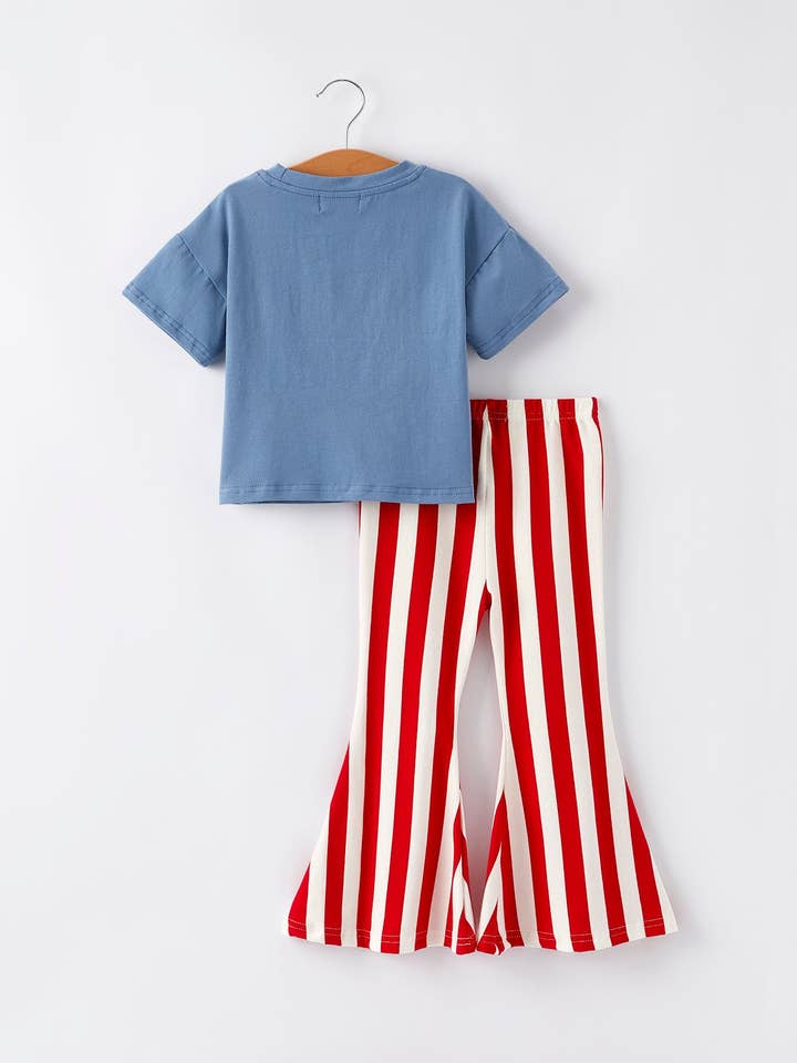 Rylee Faith Designs - Wholesale Top & Pant Set - Kids - “MERICA”Top Girls Striped Bell Bottoms