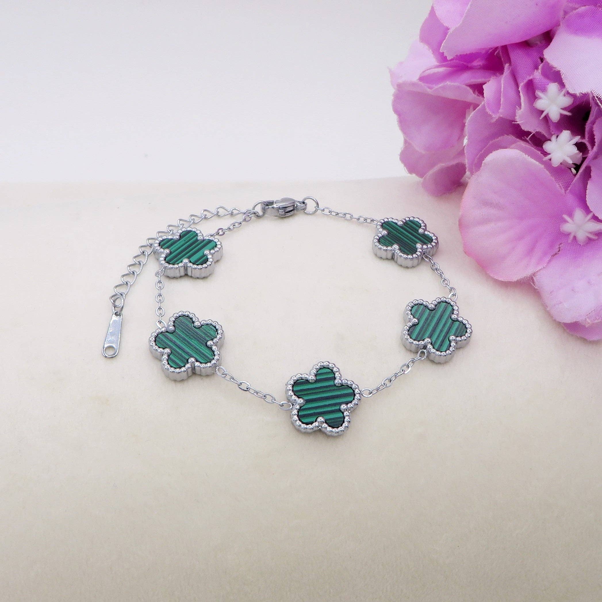 Daemon srls - Wholesale Charm/Dangle Bracelet - LILY  big Flowers ACCIAIO INOSSIDABILE ~ Bracciale fiori in madreperla3