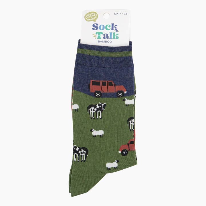 Sock Talk - Wholesale Socks - Men's - Men's Bamboo Socks - Navy/Green, Off-Roader Farm