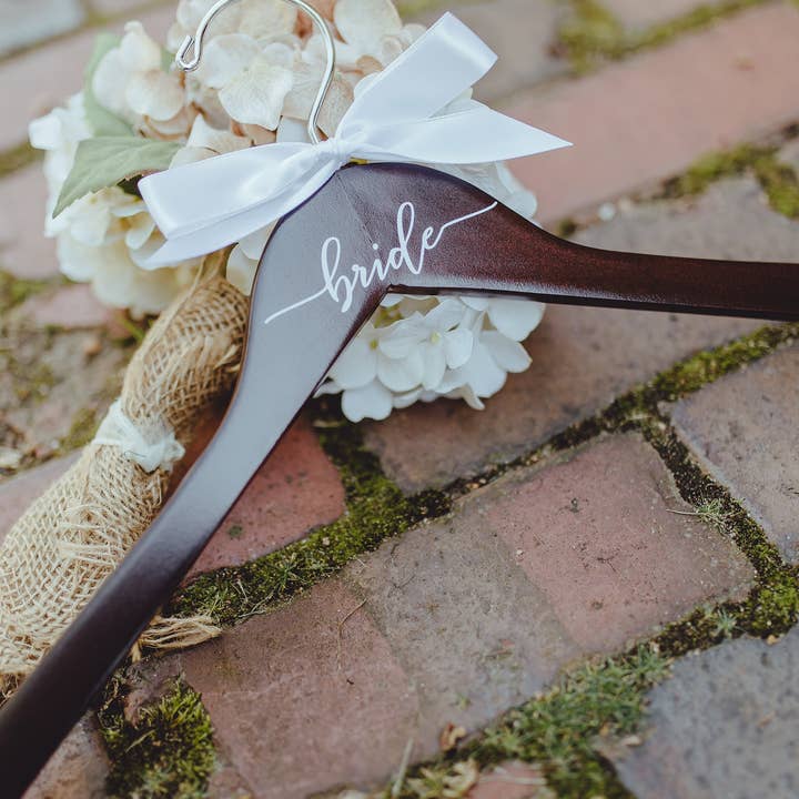 Bride and Bow - Wholesale Clothes Hangers - Bride Decal Hanger, Font 21