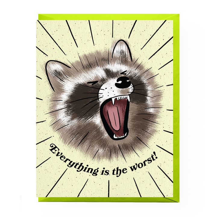 The Worst Raccoon Sympathy Card for wholesale by Boss Dotty Paper Co.