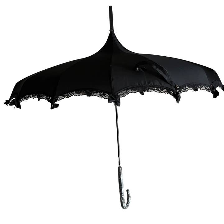 Boutique Lace and Bows Pagoda Umbrella Black for wholesale by Soake