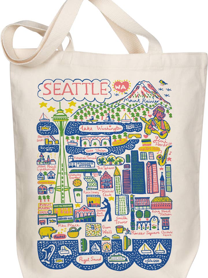 Seattle Boutique Map Art Tote for wholesale by Morado Designs