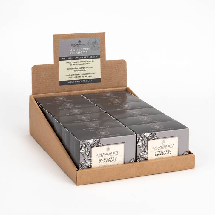 Activated Charcoal Boxed Soap Bar 120g - (12 Pack) for wholesale by Heyland & Whittle