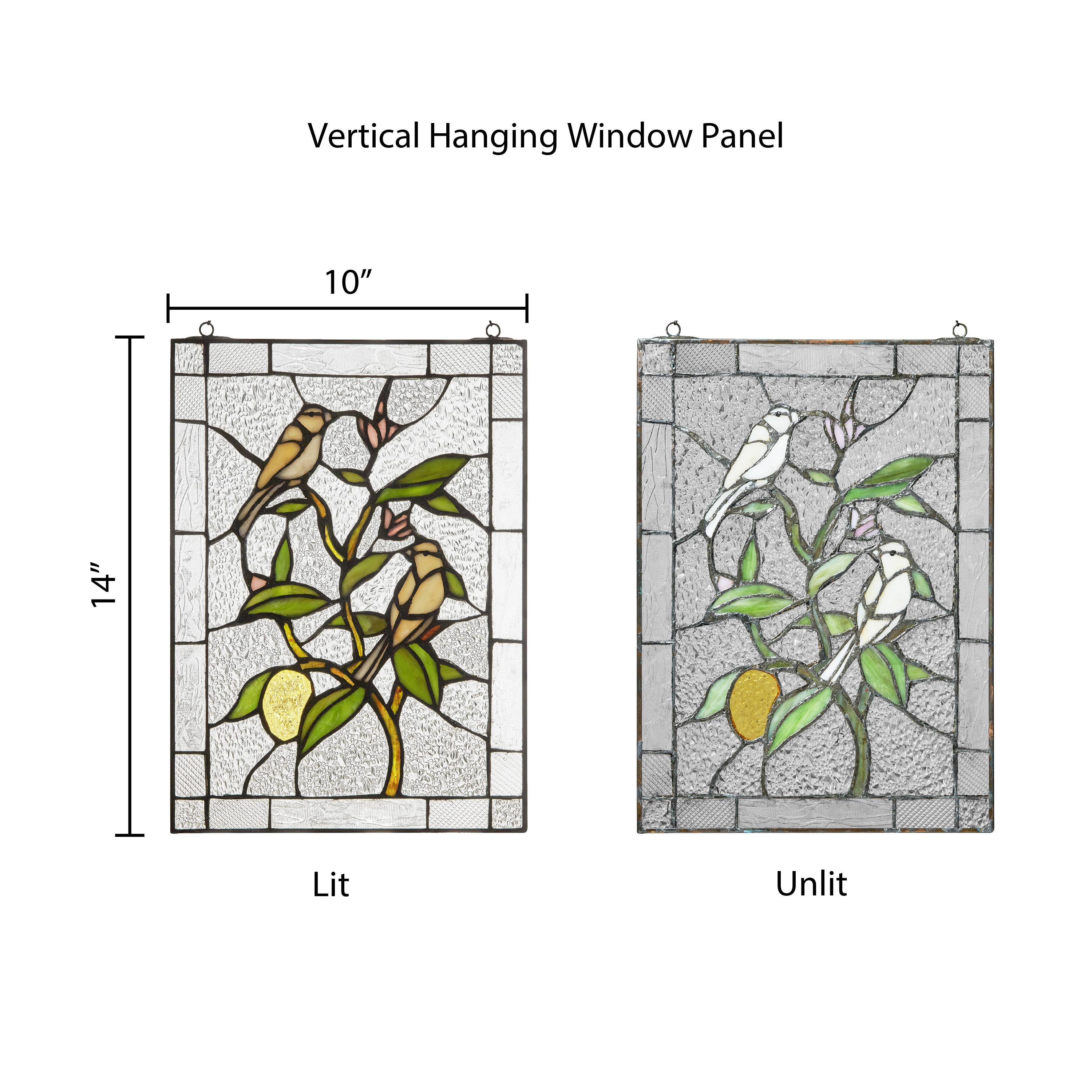 River of Goods - Wholesale Suncatcher - 14"H Birds in a Lemon Tree Stained Glass Window Panel2