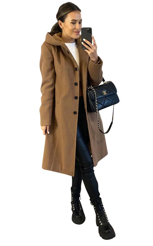 Anastasia - Vente Manteau – femme - Manteau d'hiver à capuche en fausse laine Anastasia Fashions10