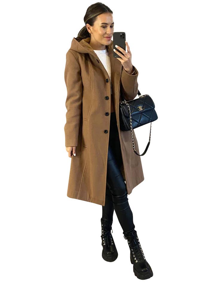 Anastasia - Vente Manteau – femme - Manteau d'hiver à capuche en fausse laine Anastasia Fashions10