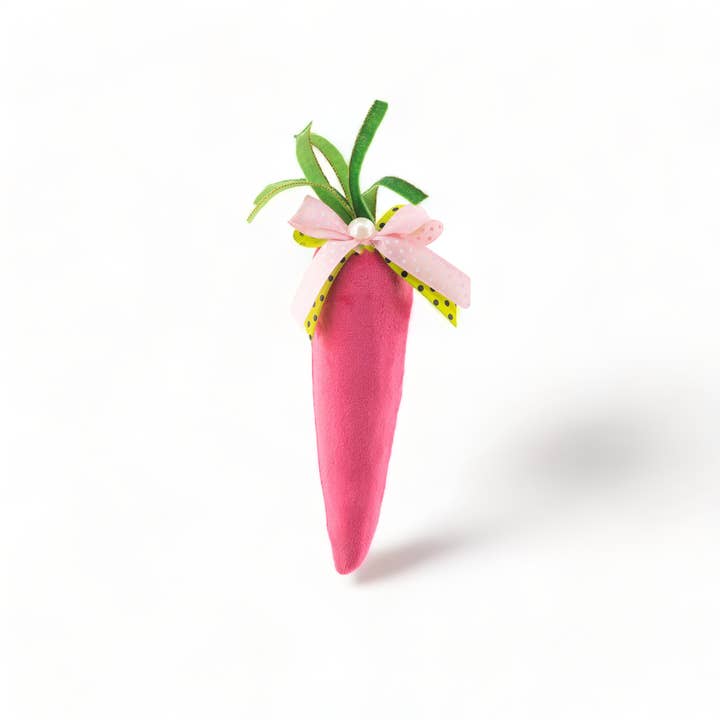 December Diamonds - Wholesale Decorative Tabletop Object - Fuschia Carrot w/Ribbon