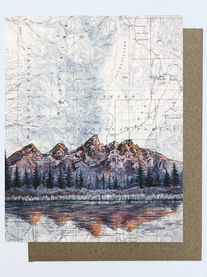 Grand Teton National Park, unbedruckte Kunst-Notizkarte für den Großhandel von Final Switchback by Katie Jeanne Reim