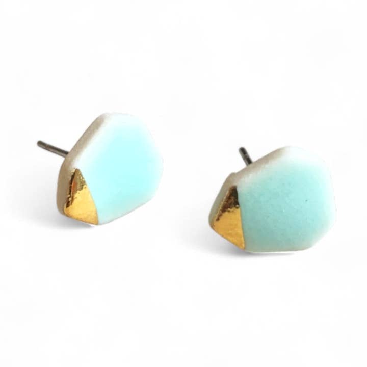 Geometric Studs - Aqua (Gold) for wholesale by StitchPrism