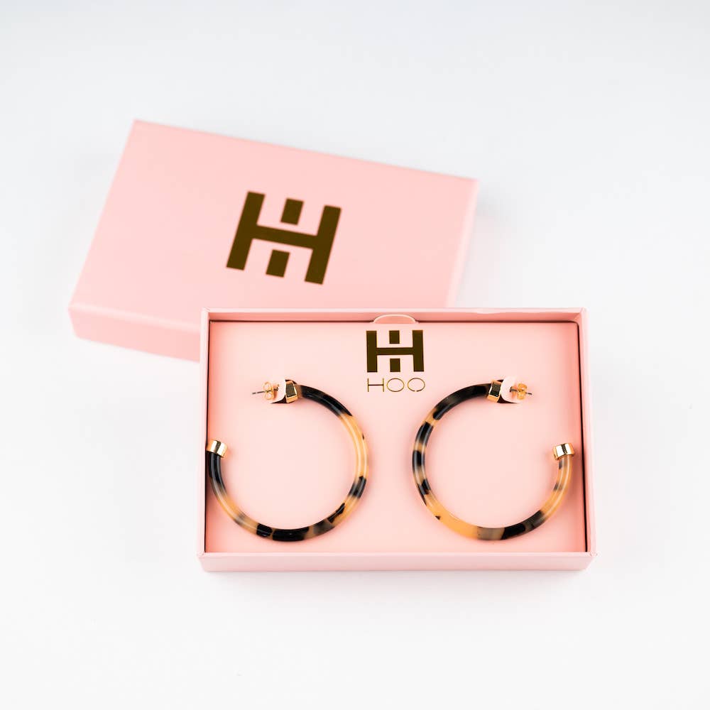 Hoo Hoops - Wholesale Hoop Earrings - Lightweight Large Hoop Earrings - Tortoise Shell1