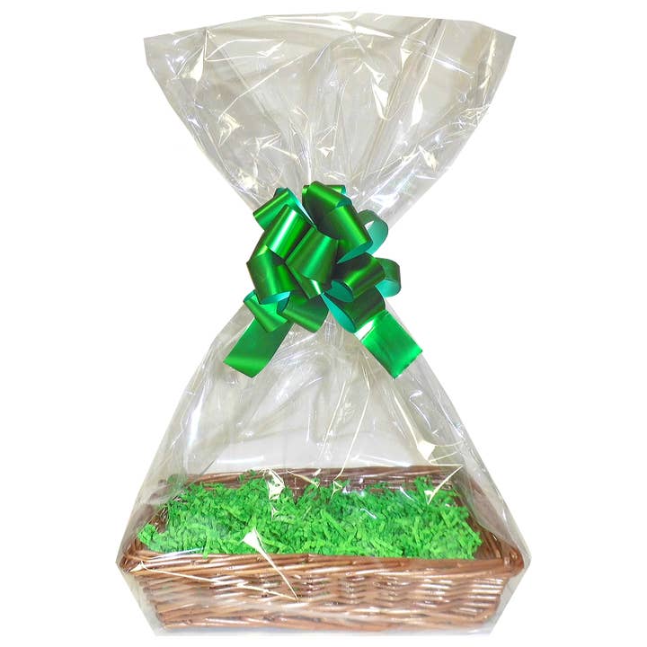 Wicker Hamper Gift Kit - Shallow Basket Tray / GREEN (x10) for wholesale by Candi Gifts