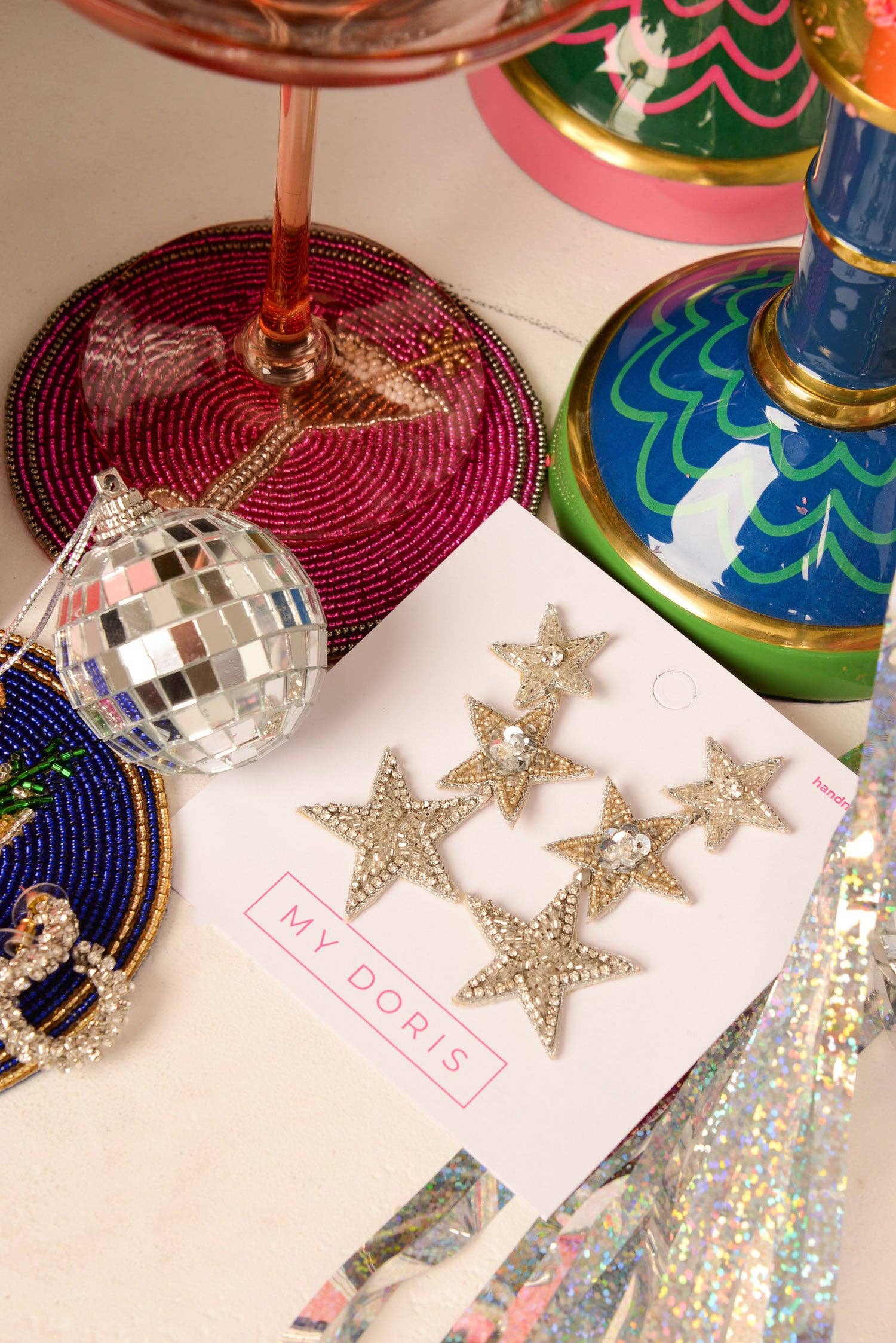 My Doris – wholesale Dangle earrings – TRIPLE SILVER STAR EARRINGS1