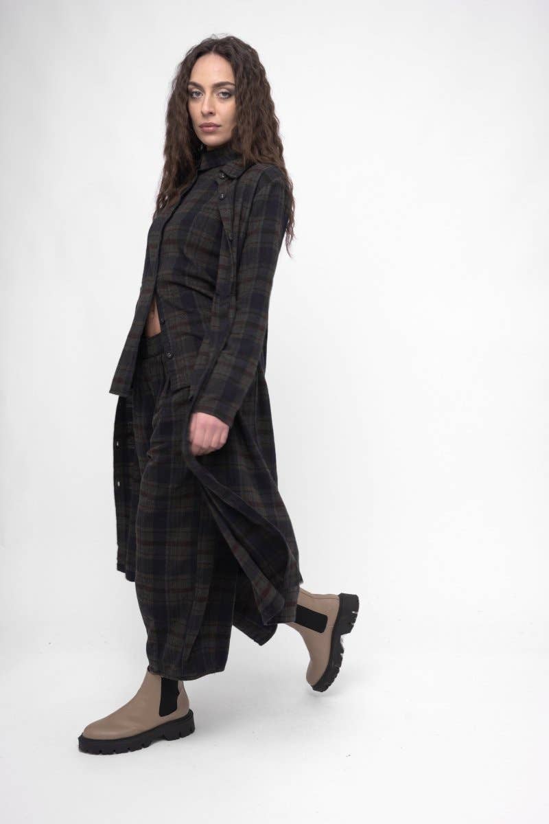 Baci & Amici Fashion - US Continental - Wholesale Dress - Women's - Cotton Plaid Tiered Waist Dress9