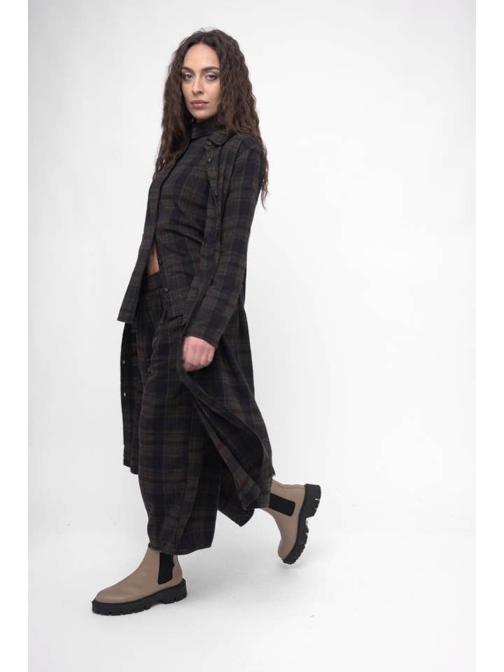 Baci & Amici Fashion - US Continental - Wholesale Dress - Women's - Cotton Plaid Tiered Waist Dress9