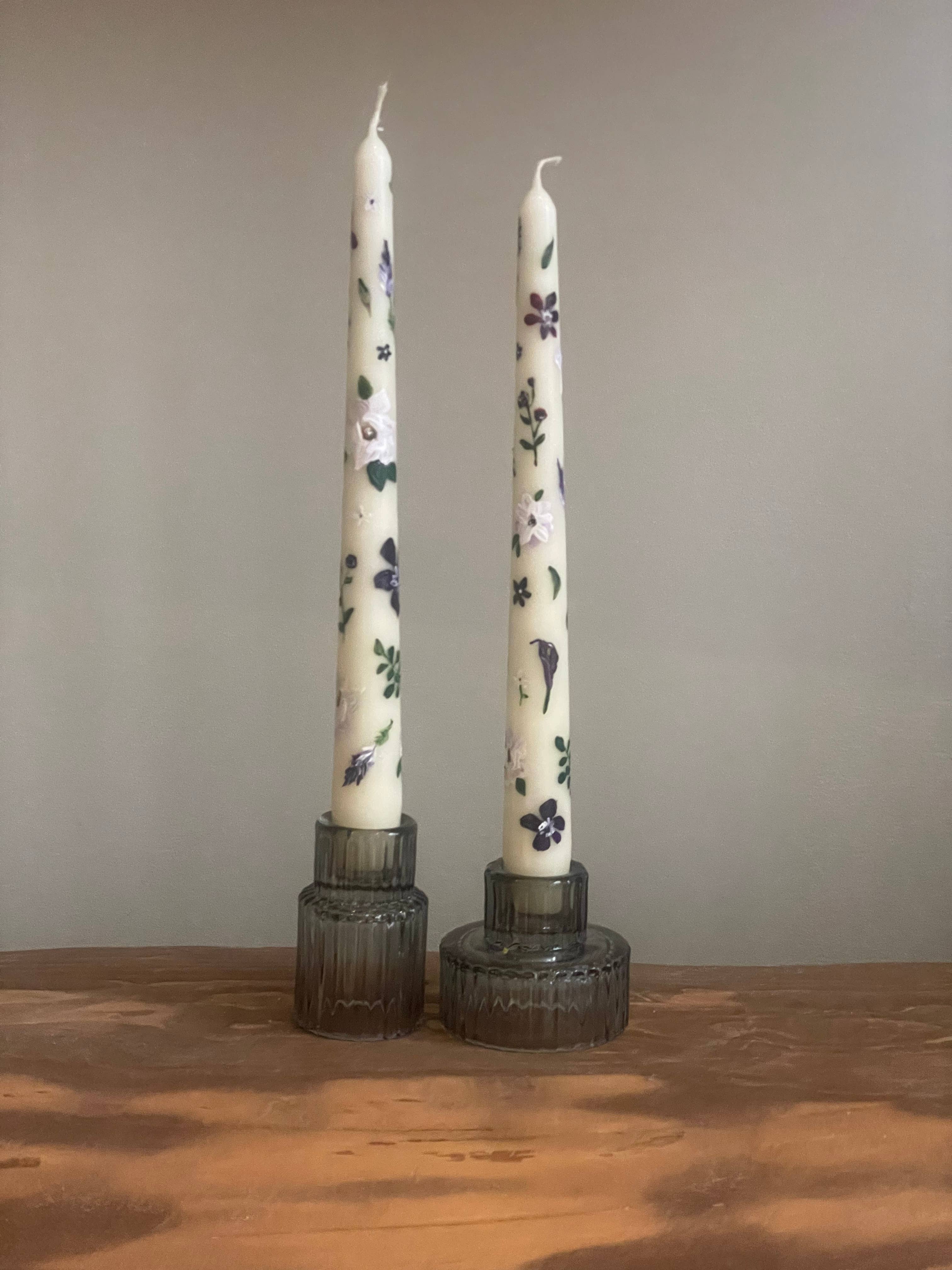Ashley Myers - Wholesale Tapered Candle/Candlestick - Purple & Lavender Floral Taper Pairs1
