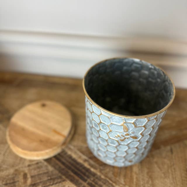 Vagabond Vintage - Wholesale Decoratieve pot - Opbergdoos voor blikjes met houten dop - Set van 2