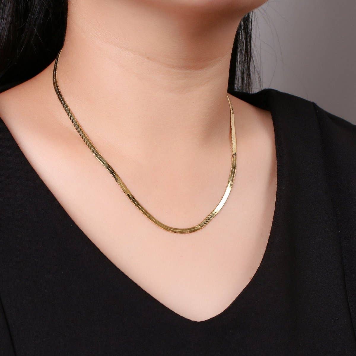 Aim Eternal - Wholesale Schakelketting - Vermeil Herringbone Ketting Verguld over Sterling Zilver Gedurfde Ketting 3, 4, 5mm brede Herringbone Ketting voor Gelaagde Ketting 16, 18, 20 Inch | CN-766 - CN-781, 930, 931, 932, 949, 950, 970 Uitverkoopprijzen2