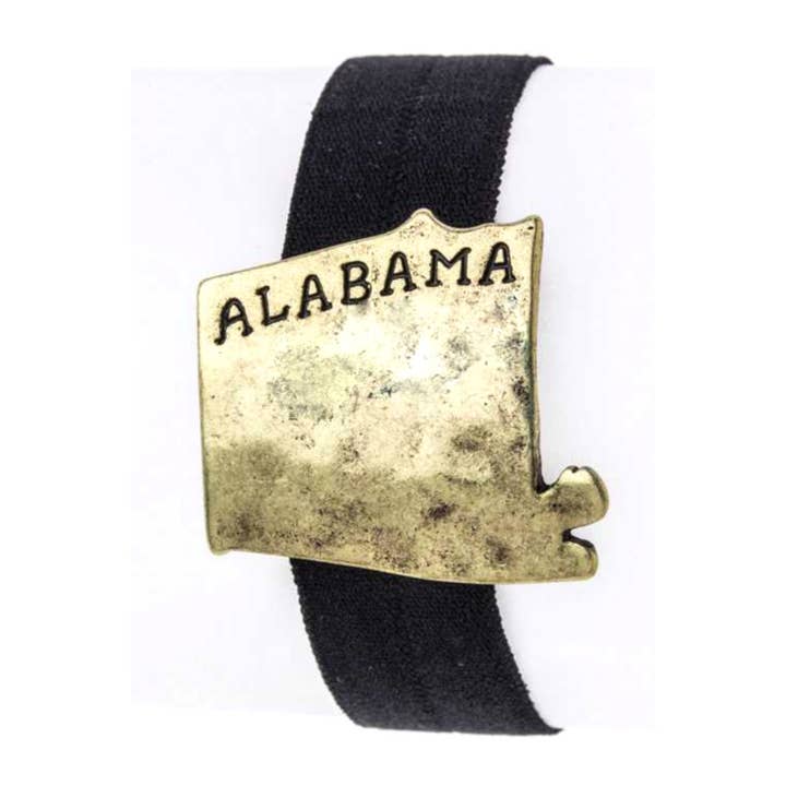 Gold Alabama Map Stretch Hair Tie Bracelet for wholesale on Faire
