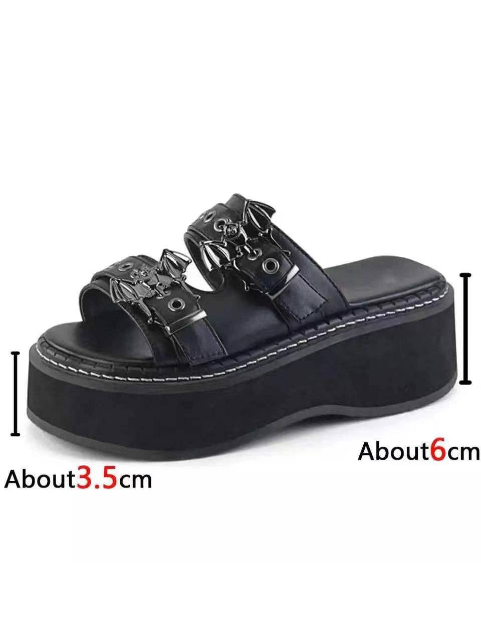 Black Bat Round Toe Platform Slippers for wholesale on Faire3