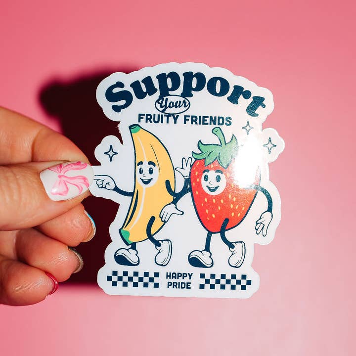 ShopSourSweetener - Wholesale Sticker - Support Your Fruity Friends Sticker, LGBTQ+ Pride Sapphic0