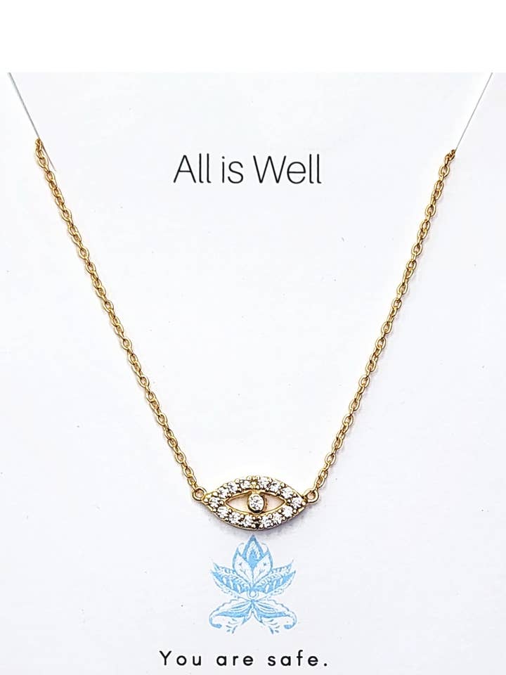 All Is Well-halskæde i kubisk zirkonia + guld for engroshandel hos Heart and Lotus Sterling Silver Jewelry