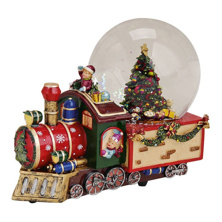 Wurm - Wholesale Christmas Decoration - Music box/snow globe locomotive, W22 x D12 x H18 cm