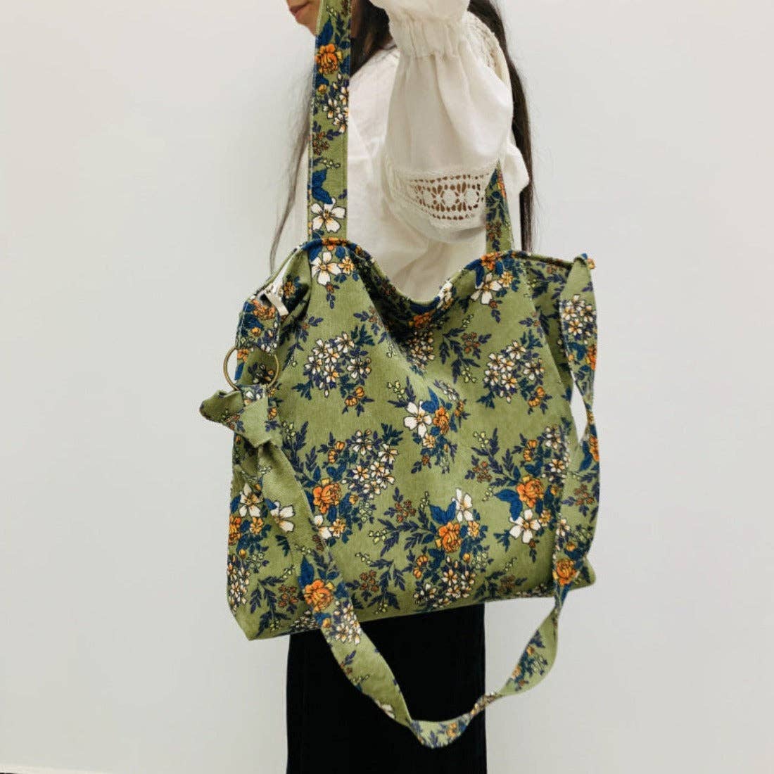 Funkyrel® Atzbranding Limited - Venta al por mayor Bolsa de asa- Mujer - Bolso tote vintage de pana con diseño floral2