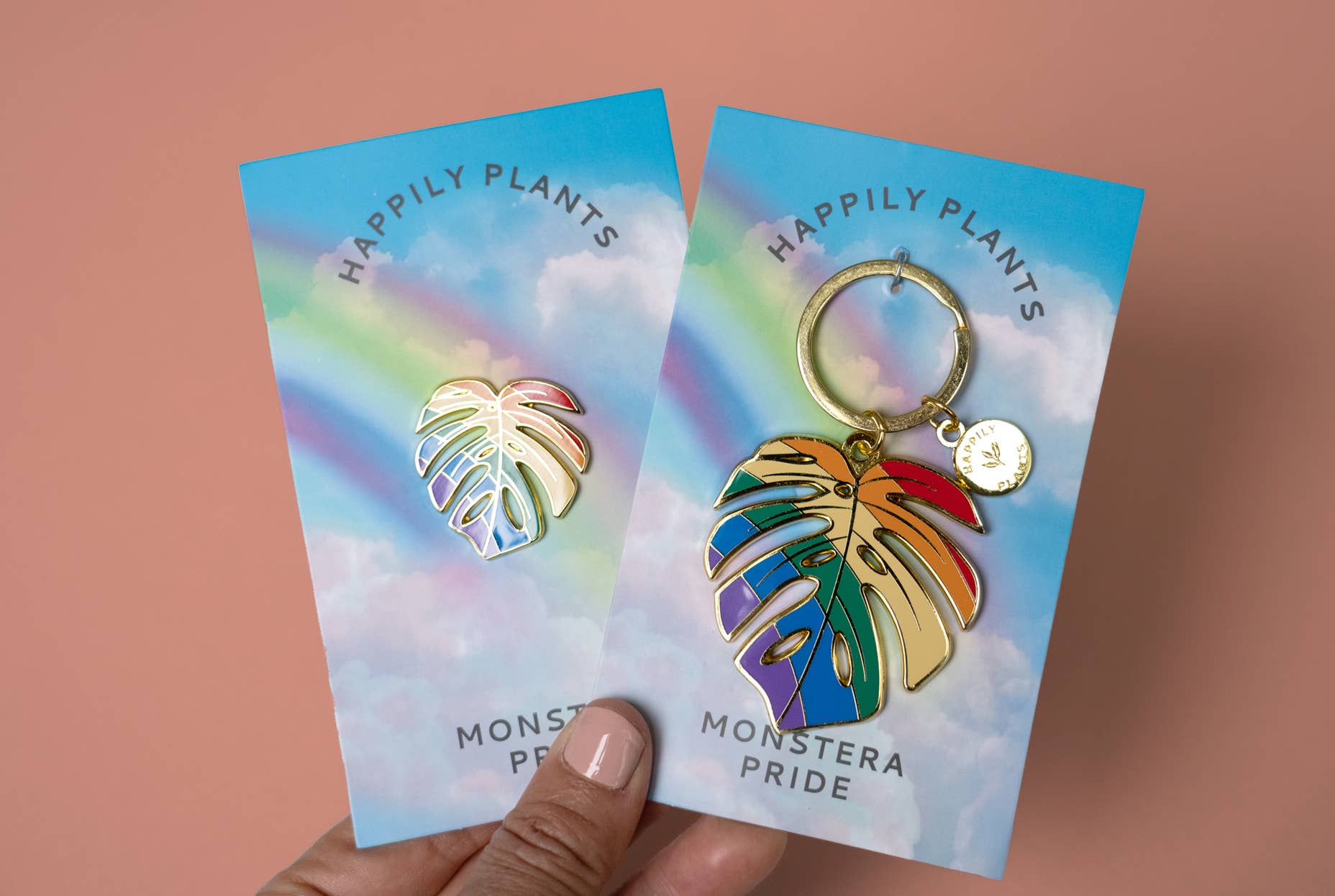 Happily Plants - Wholesale Keychain - Women's - Monstera Keychain & Bag Charm, Pride Rainbow Stocking Gifts5