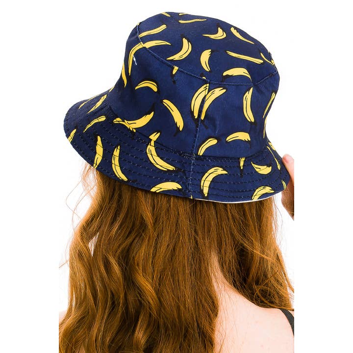 Cap Zone - Vente Bob – femme - Chapeau seau réversible en coton Banana Summer Festive2