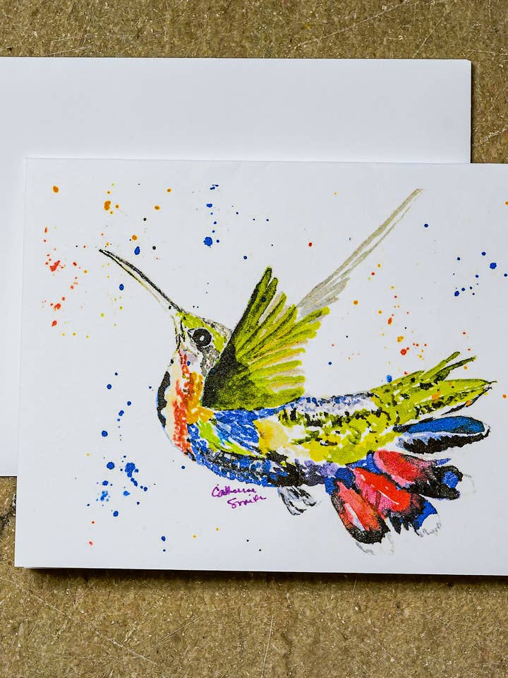 Mango Hummingbird Boxed Note Cards Set for wholesale by Southern Bird Studio
