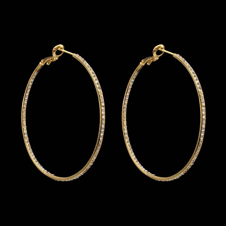 Pave medium/large hoop earrings for wholesale by Be Je Designs
