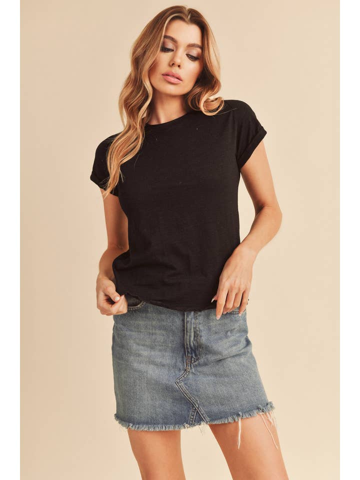 AEMI + CO - Wholesale T-Shirt - Women's - 8219BK Gwen Tee 1