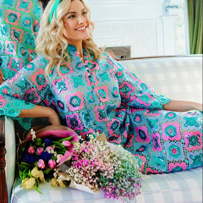 BC Midi-Kaftan - Türkises Mosaik-Midi für den Großhandel von Brianna Cannon