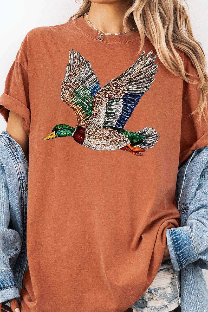 Wholesale Accessory Market - Wholesale Screen Printed T-Shirt - Women's - Faux Rhinestone Mallard Comfort Colors Adult Ring-Spun Cotton Tee11